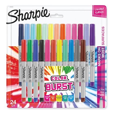 Sharpie Ultra Fine Tip Permanent Marker, Extra-Fine Needle Tip, Assorted, PK24 1949558